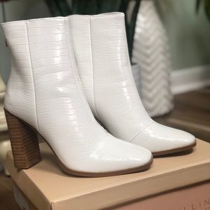BILLINI FEIGN WHITE CROC BOOTIES